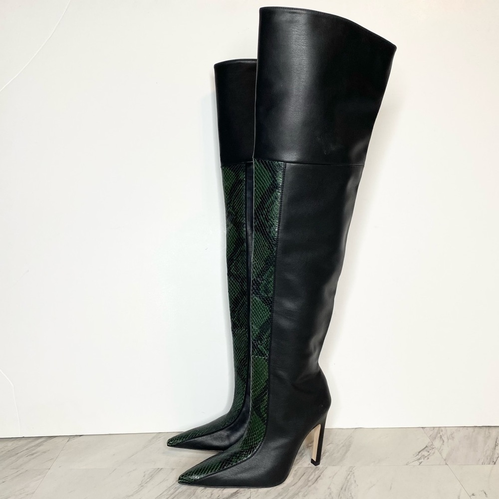 Good American The Koko Snake Embossed Leather Over The Knee Boot 5